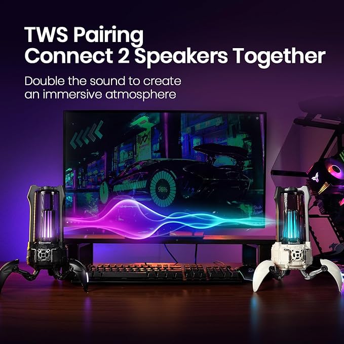 GravaStar Supernova Portable Bluetooth Speaker LED Table Lamp Speaker 9H Playtime TWS Pairing Wireless Speakers fo Party/Outdoor/Camping/Gifts