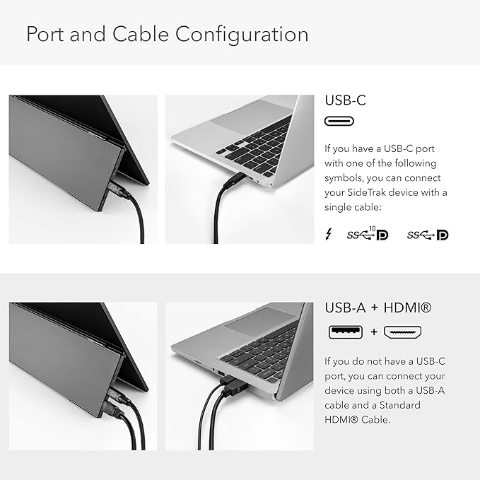 SideTrak Solo Pro 13' Freestanding Portable Monitor | 1080p LED .04' Thin | Kickstand | 10ms Response Time | 60Hz Refresh Rate | USB-C Mini HD | 1.3 lbs. Travel Monitor