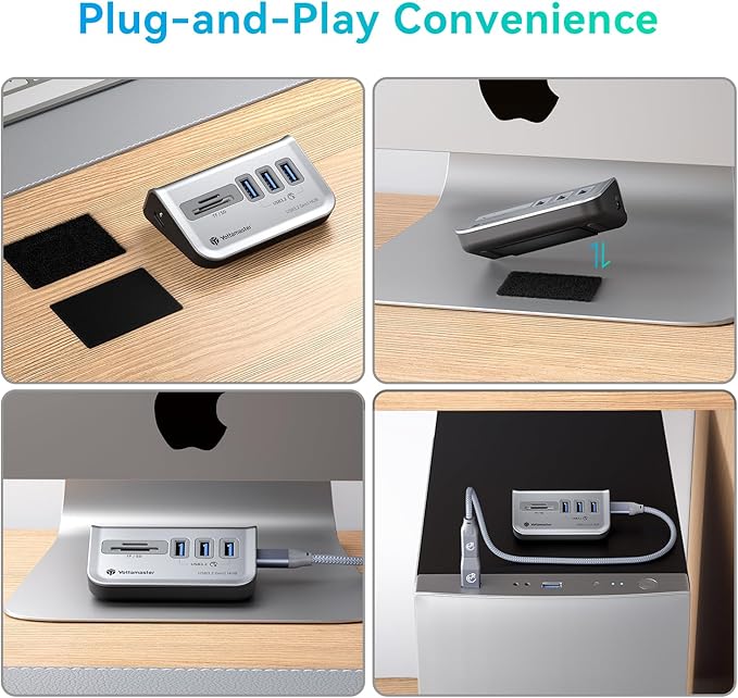Yottamaster USB Hub with SD Card Reader Triangle Desktop USB3.0 Hub with 3 USB A 3.0 Ports TF &amp SD Card Reader with 1.64ft Cable for PC Laptop (Not Support Charging)