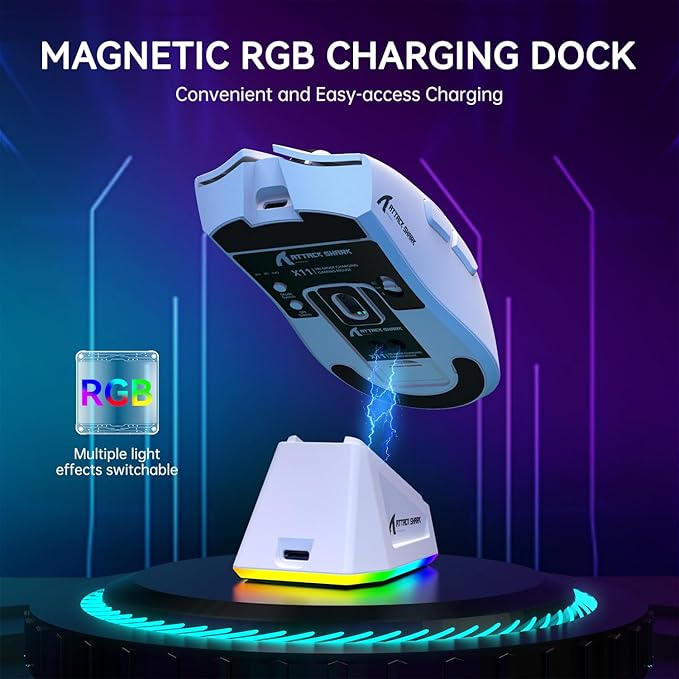 ATTACK SHARK X11 &amp X68 PRO HE Wireless Gaming ComboRapid Trigger Hall Effect Magnetic Switch 8K KeyboardUltra-Light 22K DPI PAW3311 Optical Sensor MouseRGB Backlit Tri-Mode with Coiled Cable-Wh