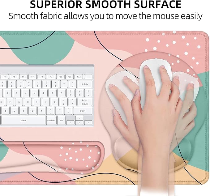 LATEEFAH Mouse Pad with Wrist Rest Large Mouse Pad Ergonomic Gaming Desk Pad Keyboard Wrist Rest Set 4-in-1 Desk Mat Keyboard Mat for Home Office