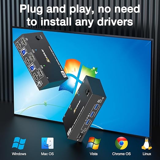8K HDMI KVM Switch 2 Monitors 2 Computers 8K@60Hz 4K@144HzMLEEDA USB 3.0 Dual Monitor KVM Switch for 2 Computer Share 2 Monitor and 4 USB DevicesWired Remote12V Power Adapter and USB Cable Included