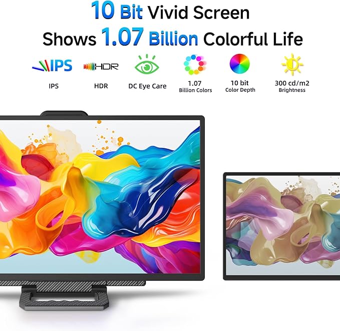 24 Large Portable Monitor IPS USB-C HDMI Work Home Gaming Second Monitor 4.2 Height &amp 90° Rotation Adjustable Stand for Laptop MacBook Phones PS4&amp5 Switch Xbox