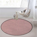 Pink Round Rug Soft Distressed Kitchen Round Area Rug Non Slip Non-Shedding Laundry Room Mat Low Pile Entry Floor Carpet Happy Animal Faces Image Diameter 35.4 in