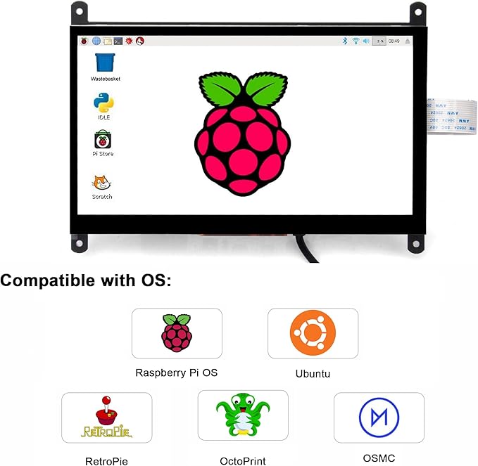 OSOYOO 7 Inch DSI Touch Screen LCD Display 800x480 for Raspberry Pi 5 4 3A 3B+ 2 - Portable Capacitive Touchscreen Monitor with DSI Cable - Great for DIY IOT Circuits and Coding Beginners
