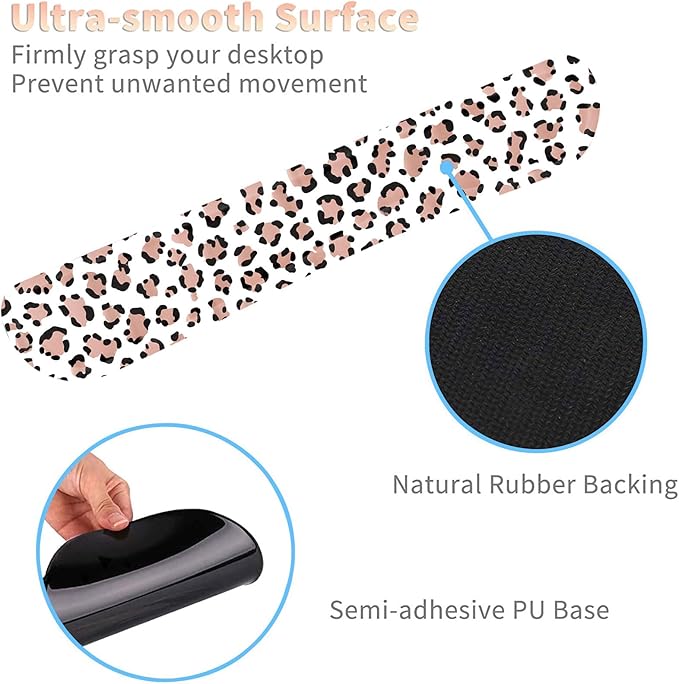 Keyboard Wrist Rest and Mouse Pad Wrist Support Set with CoastersErgonomic Gaming Mousepad for Home Office Working Studying Easy Typing &amp Pain ReliefLeopard Print