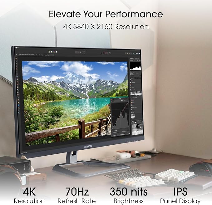 Kado Dual Monitor Setup - 2-Pack 27 4K 3840x2160 Computer Monitor 70Hz UHD VESA Mount HDMI Office Gaming Built-in Speakers (U27 Dual Series)