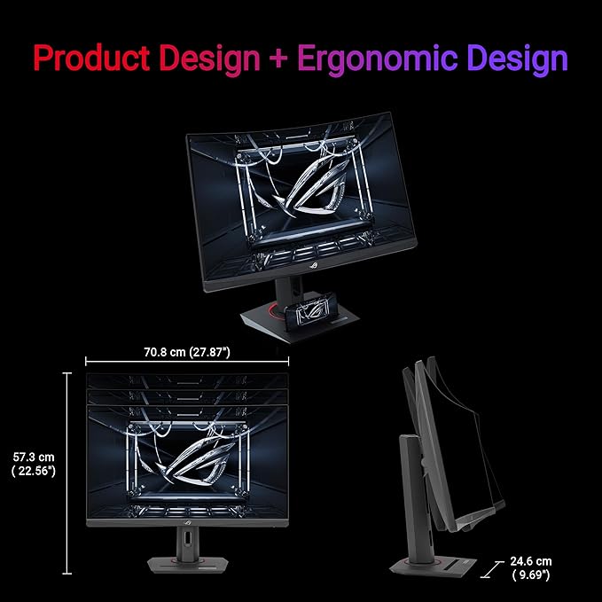 ASUS ROG Strix 32” 1440P USB-C Curved HDR Gaming Monitor (XG32WCS) - QHD 180Hz 1ms Fast VA Extreme Low Motion Blur Sync FreeSync DisplayWidget Tripod Socket AI Technology 3 yr Warranty