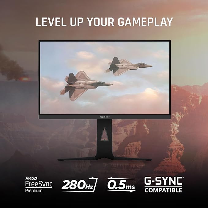 ViewSonic XG2536 25 Inch 1080p IPS Gaming Monitor with 280Hz 0.5ms FreeSync Premium NVIDIA G-Sync Compatible RGB Lighting Advanced Ergonomics HDMI DP and 65W USB-C Inputs