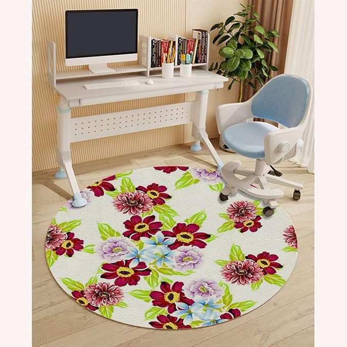Pink Watercolor Chair Mat for Hardwood Floor Anti-Slip Office Chair Mat Hawaiian Exotic Floral Island Office Chair Mat for Carpeted and Hardwood Floor Gaming Chair Mat Floral Diameter 47.2 in
