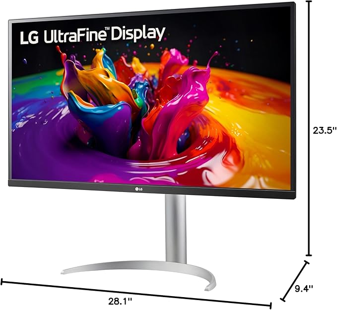 LG 32UP83AK-W 32-inch Ultrafine 4K UHD (3840 x 2160) IPS Computer Monitor 60Hz HDR10 Built-in Speaker Reader Mode HDMI DisplayPort USB Type-C 60W PD Tilt/Height/Pivot Adjustable Stand White