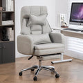 Video Game Desk ChairSwivel Ergonomic Office Chairwith Footrest and Comfy Lumbar SupportPU Leather Recliner with HeadrestFixed Up ArmrestHeight Adjustable with 360°Swivelfor Adults (Light Grey)