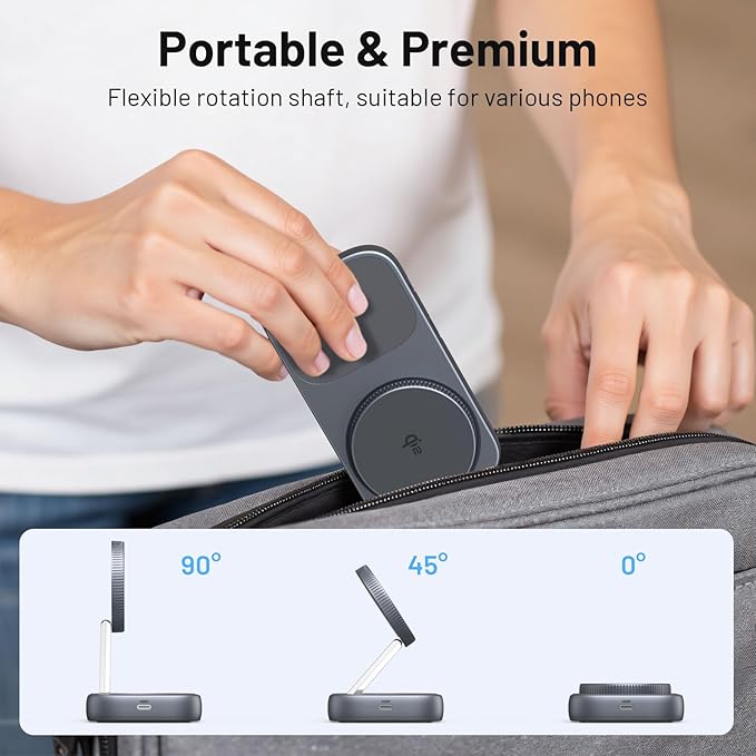 Selore USB C Hub with Wireless Charging for MacBook: 4K@60Hz HDMI 100W PD 15W Qi2 + 5W Wireless 10Gbps Ports iPhone Mirroring Docking Station &amp Magsafe Stand Space-Saving Desk Organizer