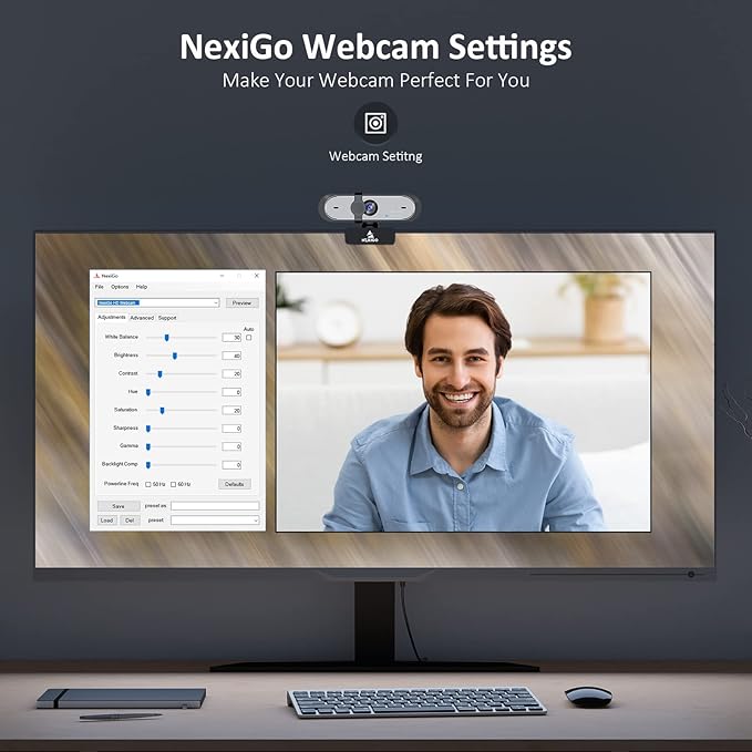 NexiGo N660P 1080P 60FPS Webcam with Software Control Dual Microphone &amp Cover Autofocus HD USB Computer Web Camera for OBS/Gaming/Zoom/Skype/FaceTime/Teams/Twitch