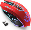 UHURU Gaming Mouse Wireless Gaming Mouse with 7 Buttons 7 Changeable LED Color up to 12000 DPI Rechargeable USB Gamer Mouse for PC Laptop (Red)
