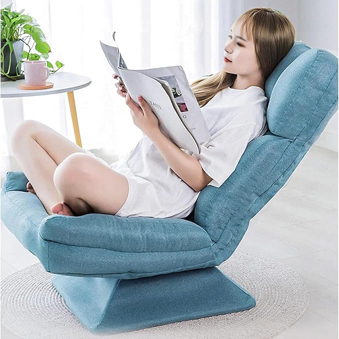 lounge chairFloor Lazy Sofa iner 3 Gears Adjustable Gaming Chair with 360° Swivel Pyramid Base Thicken 20 cm/7.9 inches Folding Sofa Chair for Living Room Bedroom Office