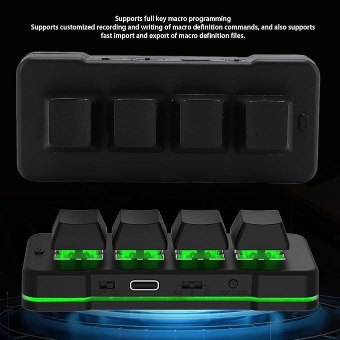 Mini 4 Key Keypad Mechanical Gaming Keyboard RGB Blue Switch 4 Key Macro USB Keypad 2.4G One Handed Mini Programmable Keyboard