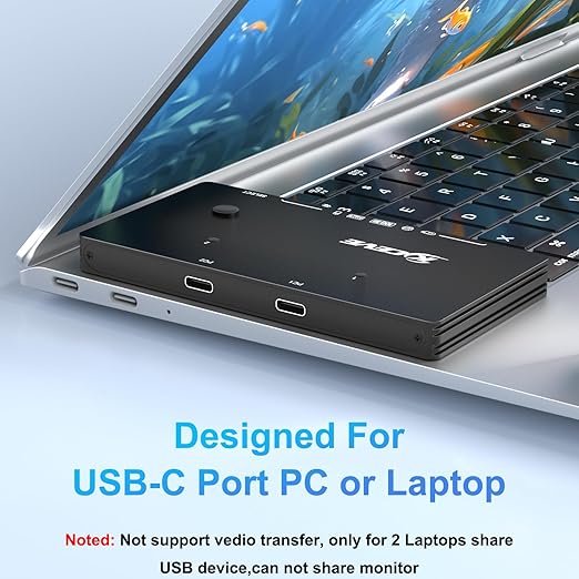 USB 3.0 Switch for 2 USB C Laptop KCEVE USB 3.2 10Gbps 2 in 4 Out USB C Switcher for 2 PC Share 4 USB Devices Printer Scanner Mouse Keyboard with 2 USB C-C cables KCC204DZUS
