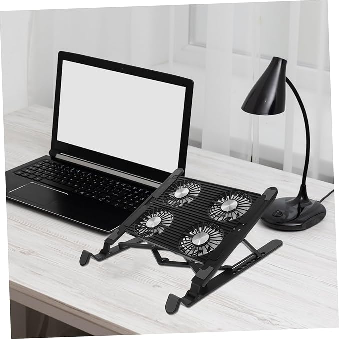 1Set Multi Functional Laptop Cooling Stand with USB Fan Control Portable Slip Riser for Comfortable Use Lightweight Design for Easy Storage and Transport for Home