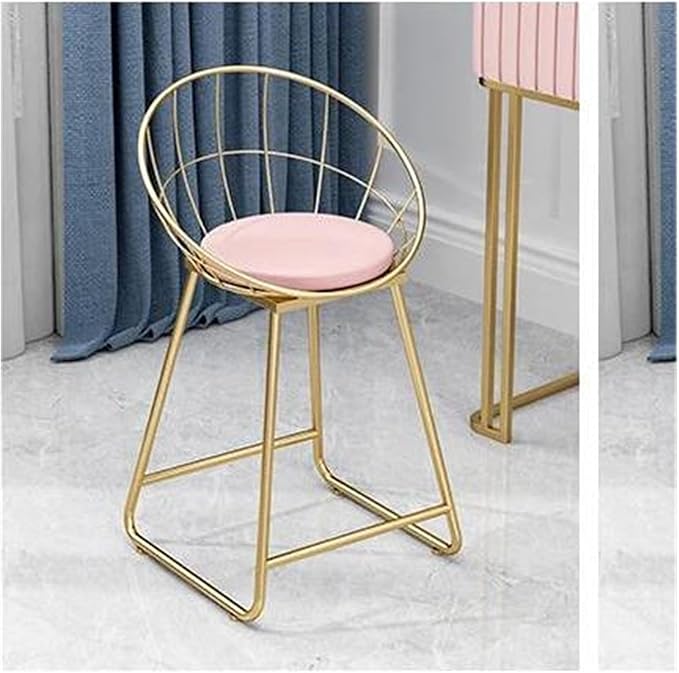 Round Stool Industrial Gaming Chair with Cushioned Seat for Office Bedroom and Vanity White Leather Home Furniture