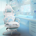 Gaming Chair Cute with Cat Ears Paw Lumbar and CushionErgonomic Computer Chair with FootrestReclining PC Game Chair for Girl Computer Chair 300lbs for Adult Aqua Blue