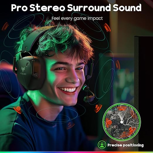 WESEARY Wireless Gaming Headset 2.4GHz &amp Bluetooth 5.4 Gaming Headphones with ENC Mic Ultra-Low Latency Stereo Sound Soft Earmuffs Wireless Headsets for PS5 PS4 Switch PC Mac