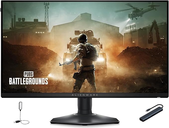 Alienware Gaming Monitor AW2523HF 24.5'' IPS LED FHD 360Hz Display AMD FreeSync Monitor (USB HDMI)Height/Tilt/Swivel/Pivot Adjustability Dark Side of The Moon with HEX Accessories