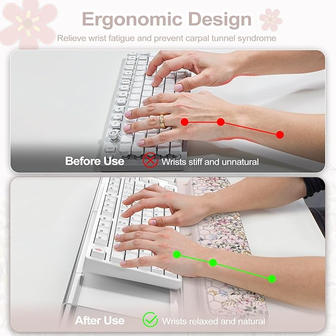 2 in 1 Wrist Pad for Keyboard 3-Level Height Adjustment Keyboard Riser for Typing Memory Foam Wrist Support for Keyboards for Office Home(Off White)