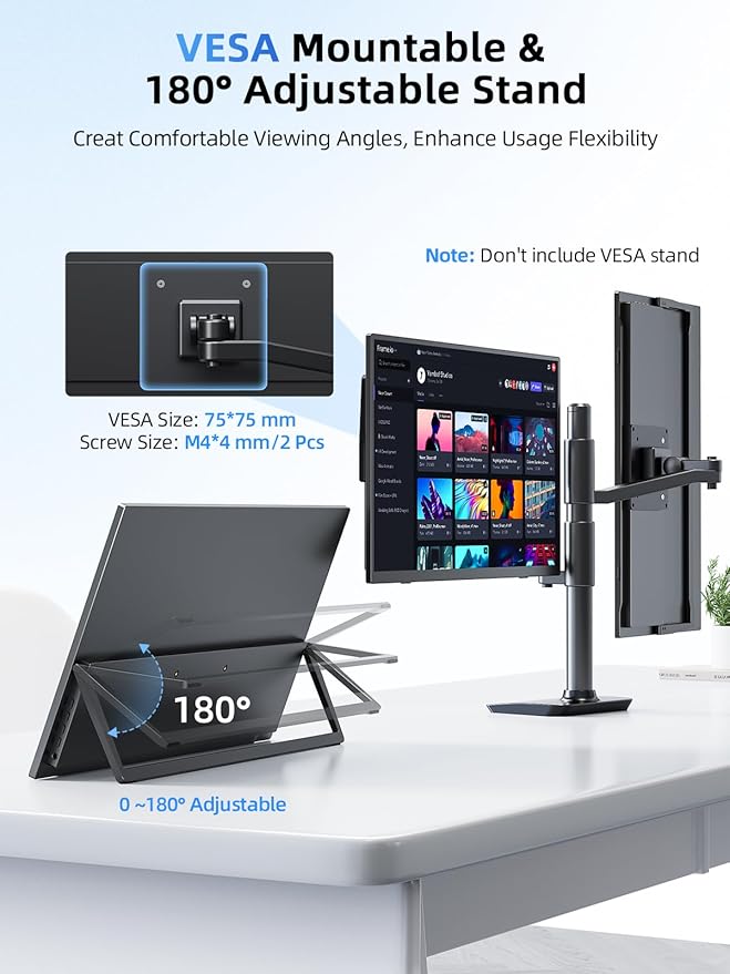 UPERFECT 15.6 Touchscreen Portable Monitor | 1080P IPS Matte Screen Ultra-Thin Travel Monitor with Adjustable Stand | HDMI USB-C External Display for Laptop Phone Mini Host Game Console