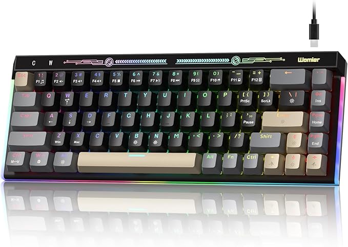 VK68 65% Gaming Keyboard Wired Backlit Mini Keyboard Ultra-Compact Anti-Ghosting No-Conflict 68 Keys Gaming Wired Keyboards for PC Laptop Windows Gamer Black