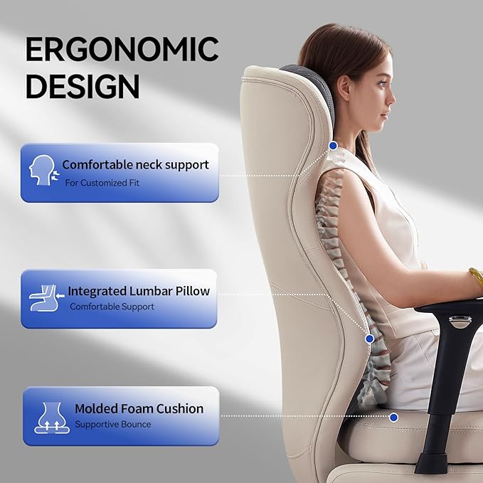 EMIAH Ergonomic Office Chair with Foot Rest Reclining Office Chair with Adjustable Arms and Headrest High Back Gaming Chair with Lumbar Support PU Leather(Beige)