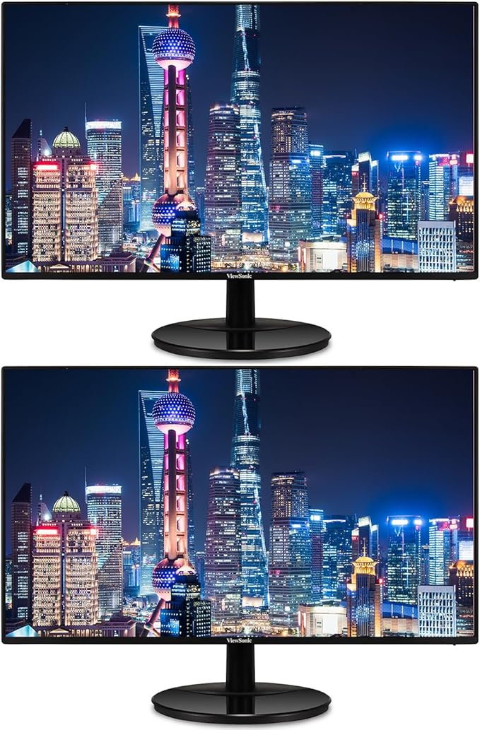 ViewSonic VA2759-SMH 27-inch 1920 x 1080 Full HD LCD IPS Monitor 2-Pack Bundle with Ultra-Thin Bezel FreeSync Eye Care HDMI VGA Speakers
