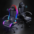 GTPLAYER RGB Gaming Chair with Speakers Computer Gamer Chair with Footrest and LED Lights PC Gamer Chairs for Adults High Back Reclining Office Chairs Linkage Armrest (Black with Speakers)
