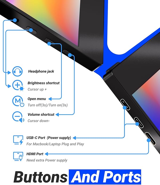 Ingnok 15.6 Portable Monitor&amp Portable Monitor Stand