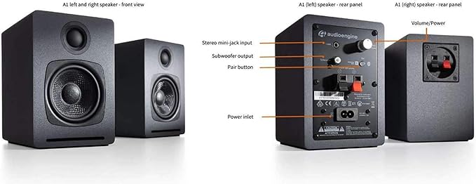 Audioengine A1 Wireless Computer Speakers - 60 W Bluetooth Desktop PC Computer Speakers - Gaming Music and More