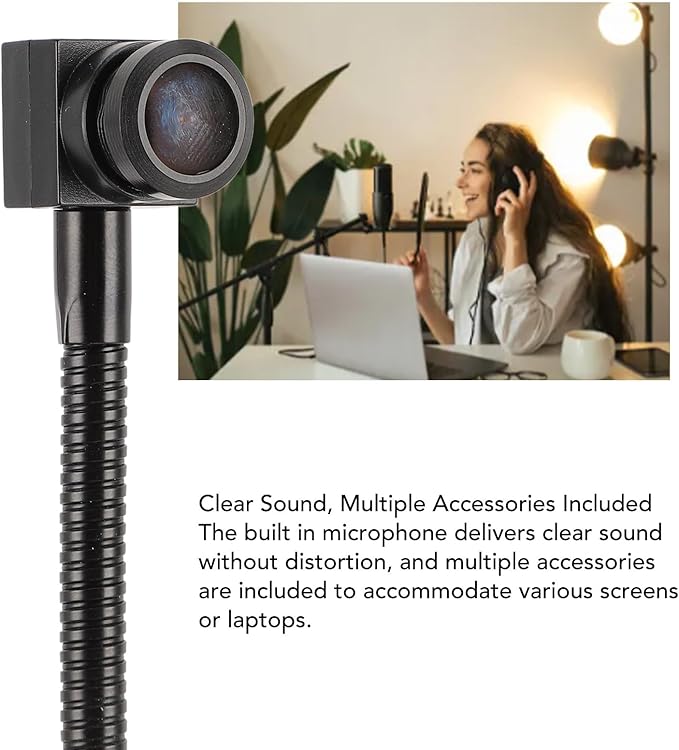 Yoidesu  5MP 1080p USB Webcam Plug and Play Middle Screen Cam Built in Microphone and Flexible Gooseneck Web Camera for Laptop Desktop Live Streaming Conferencing