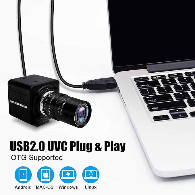 SVPRO 260fps High Speed Glof Swing Camera 1080P 60fps Manual Focus Computer Webcam with 5-50mm Lens 10X Optical Zoom Close-ups for Windows Linux MacOS Android Raspberry Pi