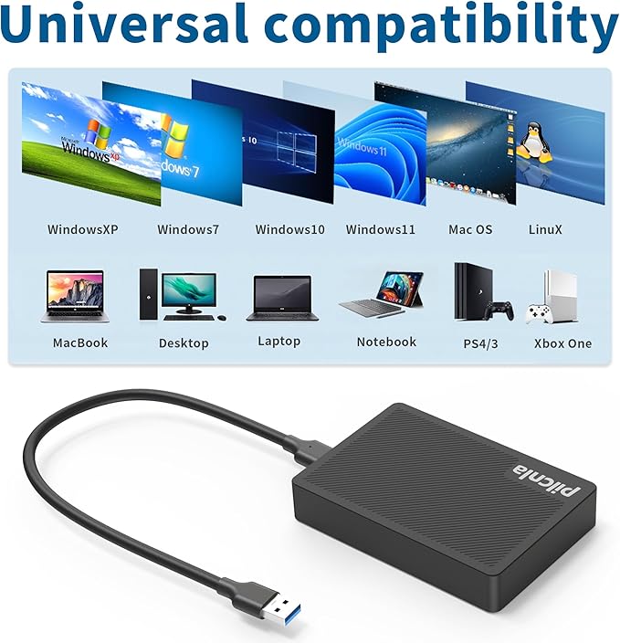 Ultra Slim Portable External Hard Drive USB3.0 HDD Storage for XboxPS4/5PCDesktopLaptopMacBookChromebook (HDD1.2-1TB)