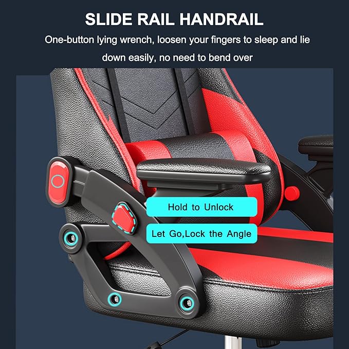 Recliner Computer Desk Chair Gaming Chair High Back Gaming Chair for Adults Ergonomic Racing Gaming Chair with Lumbar Support 150Kg Weight Capacity Swivel Chair