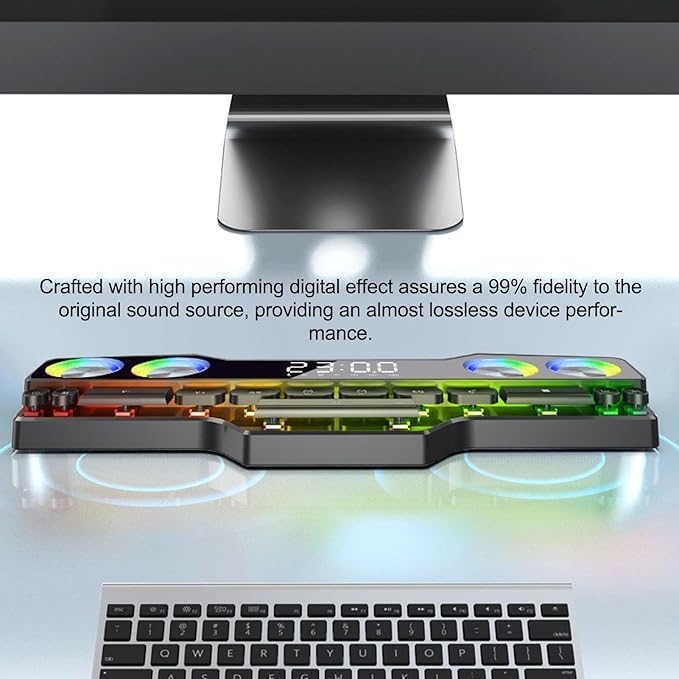 Computer Speakers for PC Desktop RGB Gaming PC Sound Bar with Keyboard Shaped Switch Buttons SupportsAUX CableMemory CardUSB Drive Playbacks