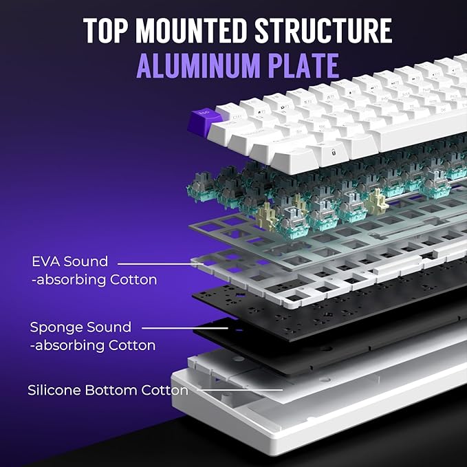 RK ROYAL KLUDGE C61 HE Gaming Keyboard 60% Wired Mechanical Keyboard with Hall Effect Magnetic Switch 8000Hz Polling Rate Rapid Trigger RGB Backlit 61 Keys White Purple