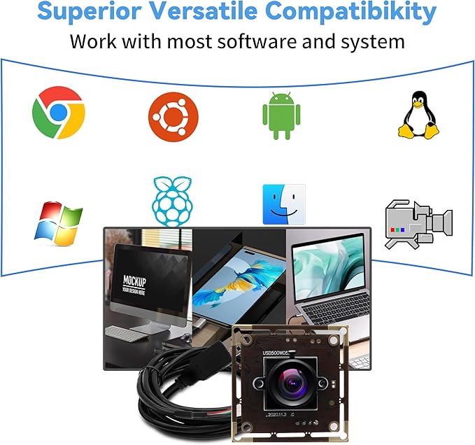 5MP USB Camera Module 3.6mm Fixed Lens 1944P MI5100 Embedded Webcam Plug and Play UVC Lightburn Camera for 3D Printers Industrial Automation