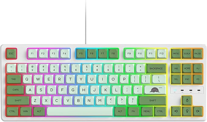 Fogruaden 75% Mechanical Keyboard with Red Switch RGB Backlit Gaming Keyboard 87 Keys Compact TKL Wired Keyboard for Win/Mac Laptop PC Gamer - Matcha