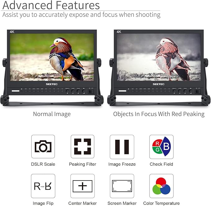 SEETEC P133-9HSD 13.3 Inch Pro SDI Broadcast Monitor Professional LCD Director Studio Production Monitoring IPS Screen Full HD 1920×1080 Aluminum Design with 3G-SDI 4K HDMI AV YPbPr