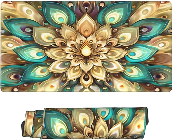 Mandala Boho Floral Desk Cover MatExtended Large Mouse PadComputer Laptop Mat Desk Decor for Office Game Home 30x16 Inch