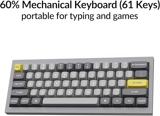 Keychron Q4 Wired Custom Mechanical Keyboard 60% Layout QMK/VIA Programmable Macro with Hot-swappable Gateron G Pro Brown Switch Double Gasket Compatible with Mac Windows Linux (Gray)