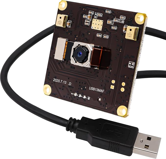 13mp USB Camera Module with Microphone Autofocus Audio Video Webcam Board for Computer Mini UVC USB2.0 PC Camera Industrial Embedded USB with Camera IMX214 Lightburn Camera for Laptop Jetson Nano