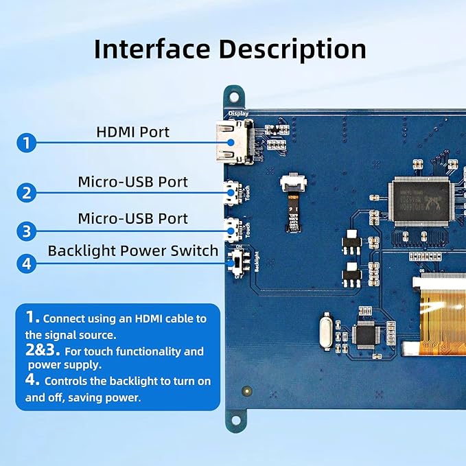 7 Inch Screen for Raspberry Pi 1024×600 IPS HDMI Capacitive Screen LCD Display Mini Portable Monitor Compatible with Raspberry Pi 5/4/3 BB Black Banana Pi Win11/10/8/7 (Non-Touch)