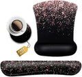Rose Gold Glitter Mouse Pad with Wrist Support - Ergonomic Gel &amp Soft Memory Foam Keyboard Rest Suitable for Office Typing &amp Gaming Dirt-Resistant