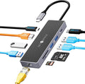 USB C Docking Station Laptop Docking Station 10 in 1 with Ethernet 1000M USB C Hub HDMI PD 100W TF/SD Reader USB C 3.0 4 USB A for MacBook Pro/Air Surface iPad Cable Length: 7.87in